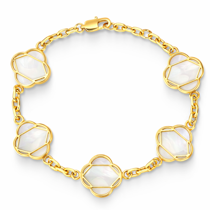 Bransoletka Koniczyna Linea Damska Biała Złota