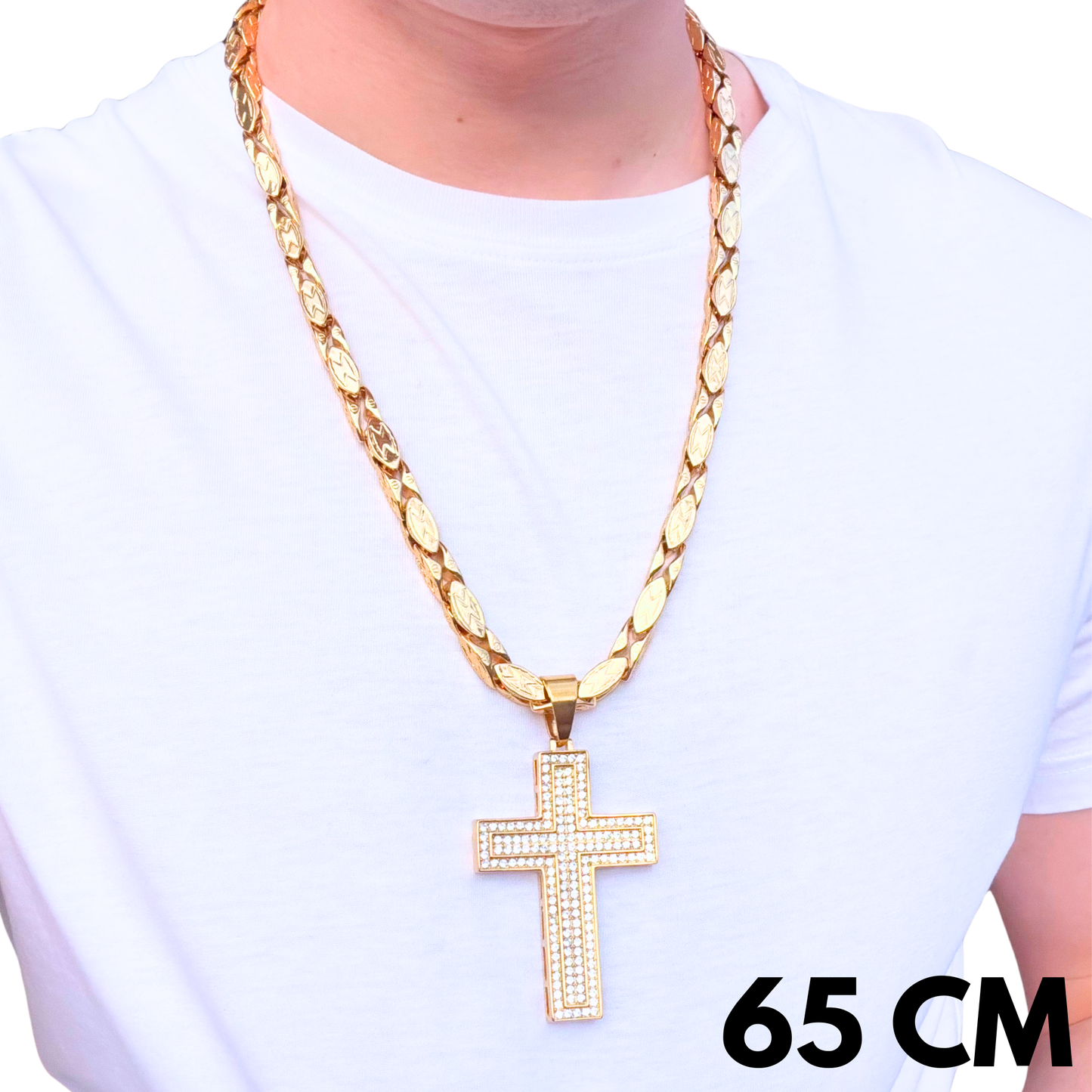 ZESTAW - Magnacki 7 mm Złoty + Zawieszka Loyalty Cross Złota