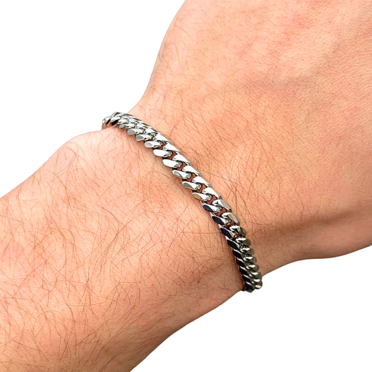 Bransoletka Cuban Białe Złoto - 6mm