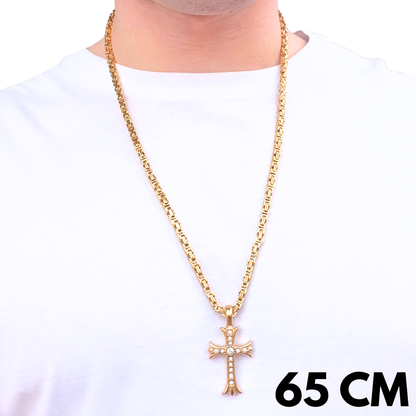 ZESTAW - Królewski Złoty 4mm + Zawieszka Medieval Cross Złota