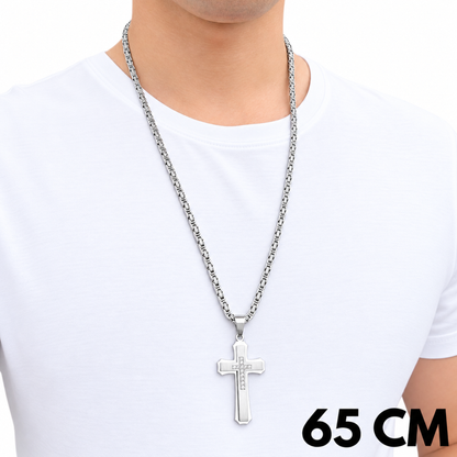 ZESTAW - Królewski 4mm + Zawieszka Royal Cross Białe Złoto