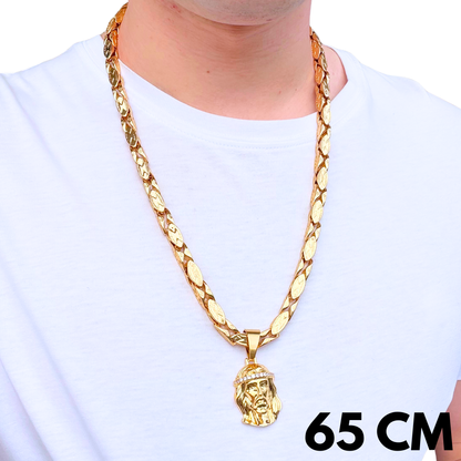 ZESTAW - Magnacki 7 mm Złoty + Zawieszka Jezus Diamond Crown Złota