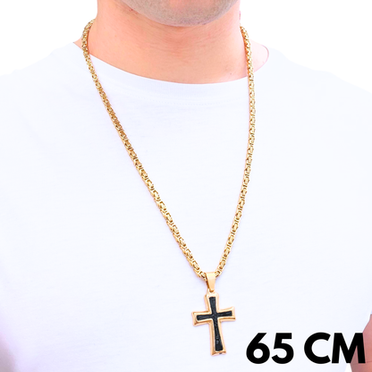 ZESTAW - Królewski Złoty 4mm + Zawieszka Black Cross Złota