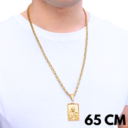 ZESTAW - Królewski Złoty 4mm + Zawieszka Matka Boska Częstochowska Złota