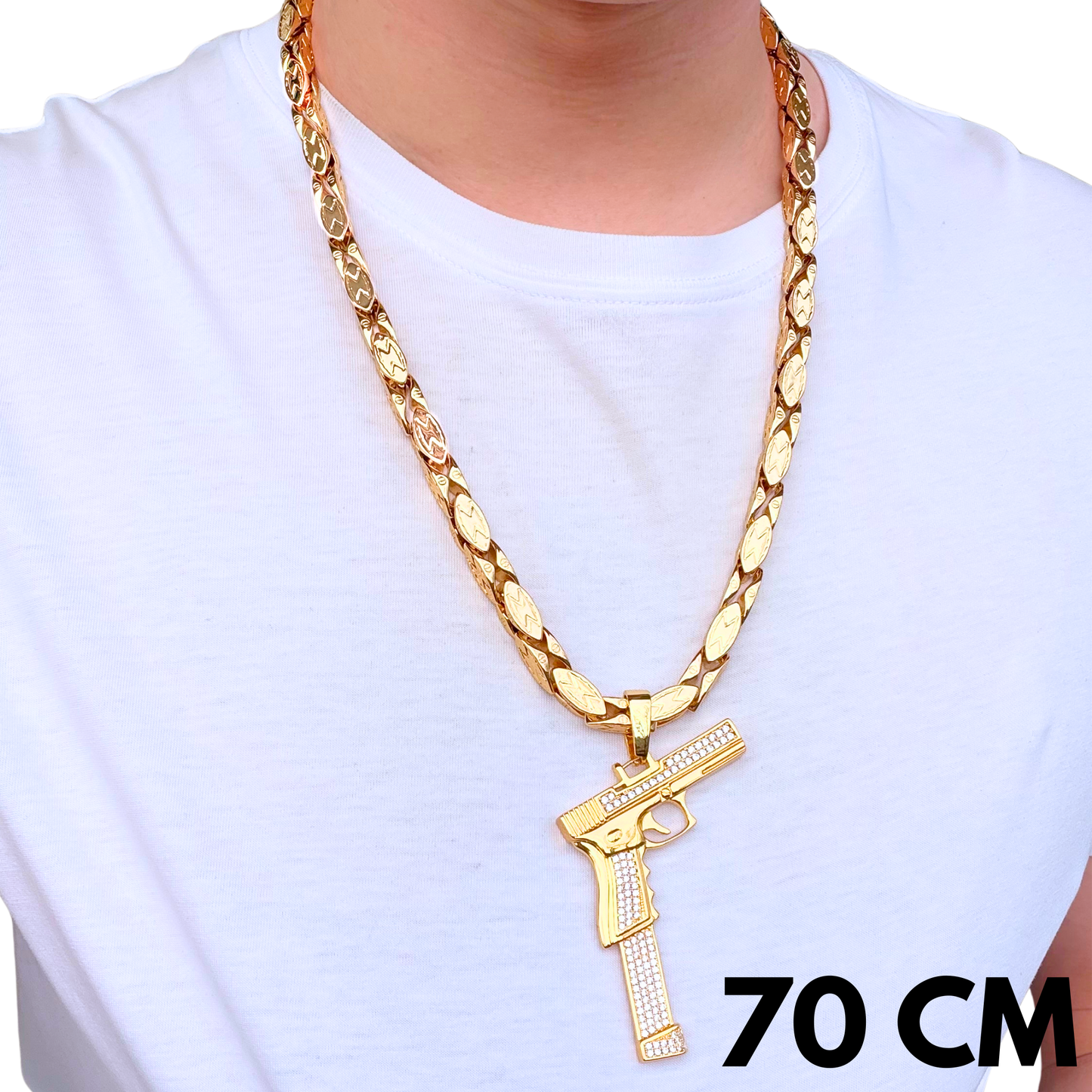 ZESTAW - Magnacki 7 mm Złoty + Zawieszka Glock Złota