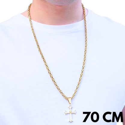 ZESTAW - Królewski Złoty 4mm + Zawieszka Grand Cross Złota