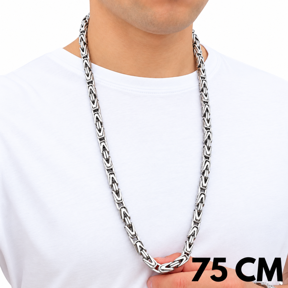 Łańcuch Cesarski Białe Złoto - 8mm