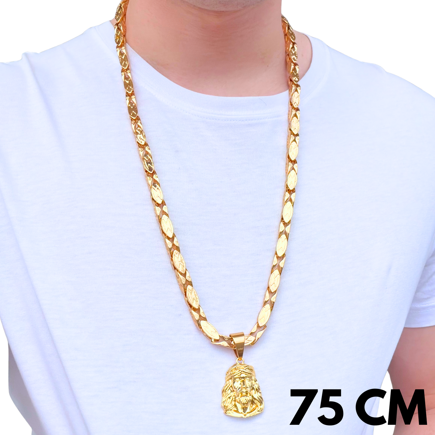 ZESTAW - Magnacki 7 mm Złoty + Zawieszka Jezus Thorn Złota