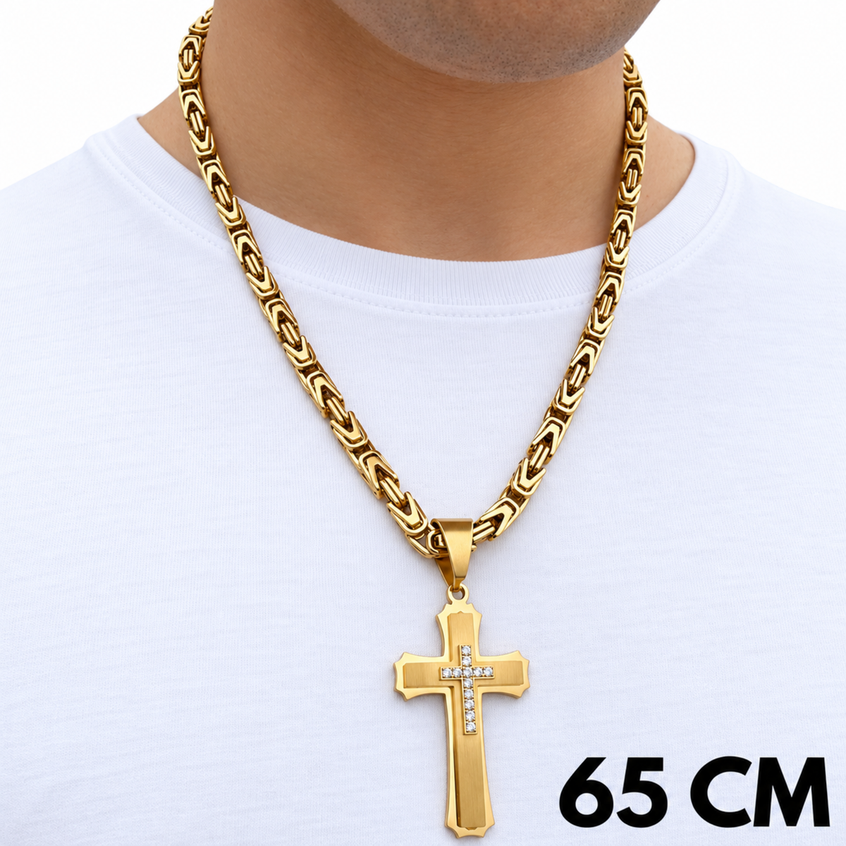 ZESTAW - Cesarski Złoty 6mm + Zawieszka Royal Cross Złota
