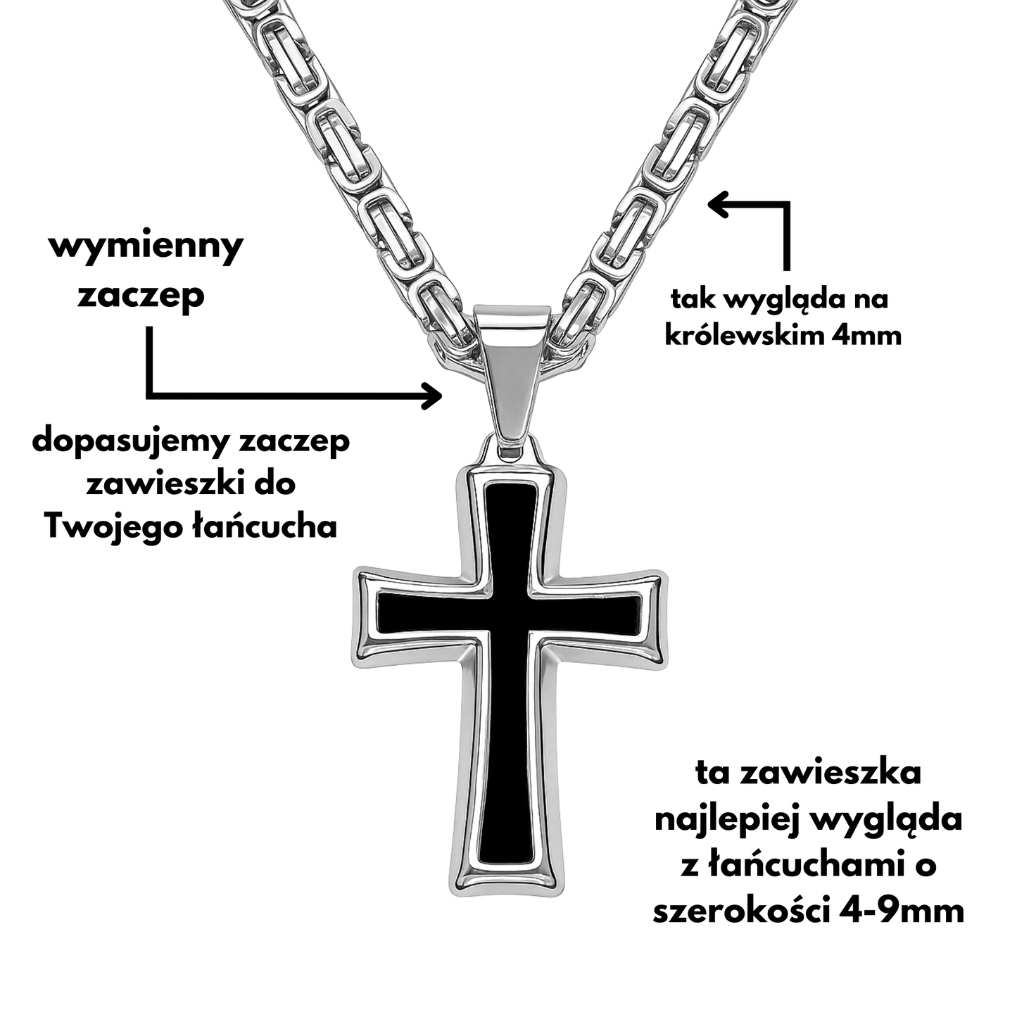 Zawieszka Black Cross Białe Złoto