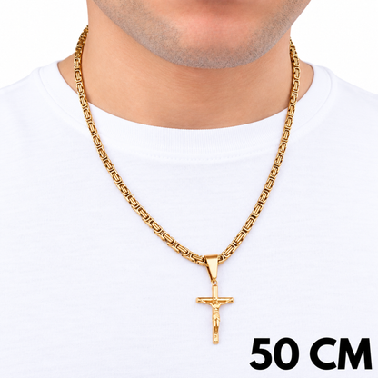 ZESTAW - Królewski Złoty 4mm + Zawieszka Crucifix Złota
