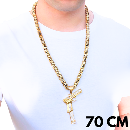 ZESTAW - Królewski Złoty 8mm + Zawieszka Glock Złota