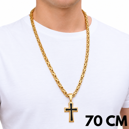 ZESTAW - Królewski Złoty 6mm + Zawieszka Black Cross Złota