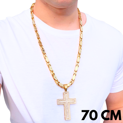 ZESTAW - Magnacki 7 mm Złoty + Zawieszka Loyalty Cross Złota