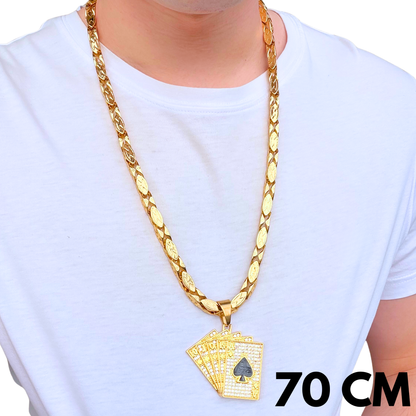 ZESTAW - Magnacki 7 mm Złoty + Zawieszka Poker Złota