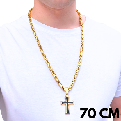 ZESTAW - Królewski Złoty 6mm + Zawieszka Black Cross Złota