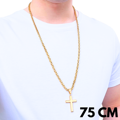 ZESTAW - Królewski Złoty 4mm + Zawieszka Clean Cross Złota