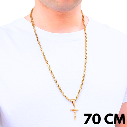 ZESTAW - Królewski Złoty 4mm + Zawieszka Crucifix Złota