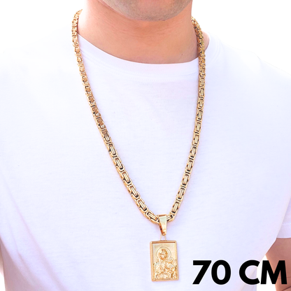 ZESTAW - Królewski Złoty 6mm + Zawieszka Matka Boska Częstochowska Złota