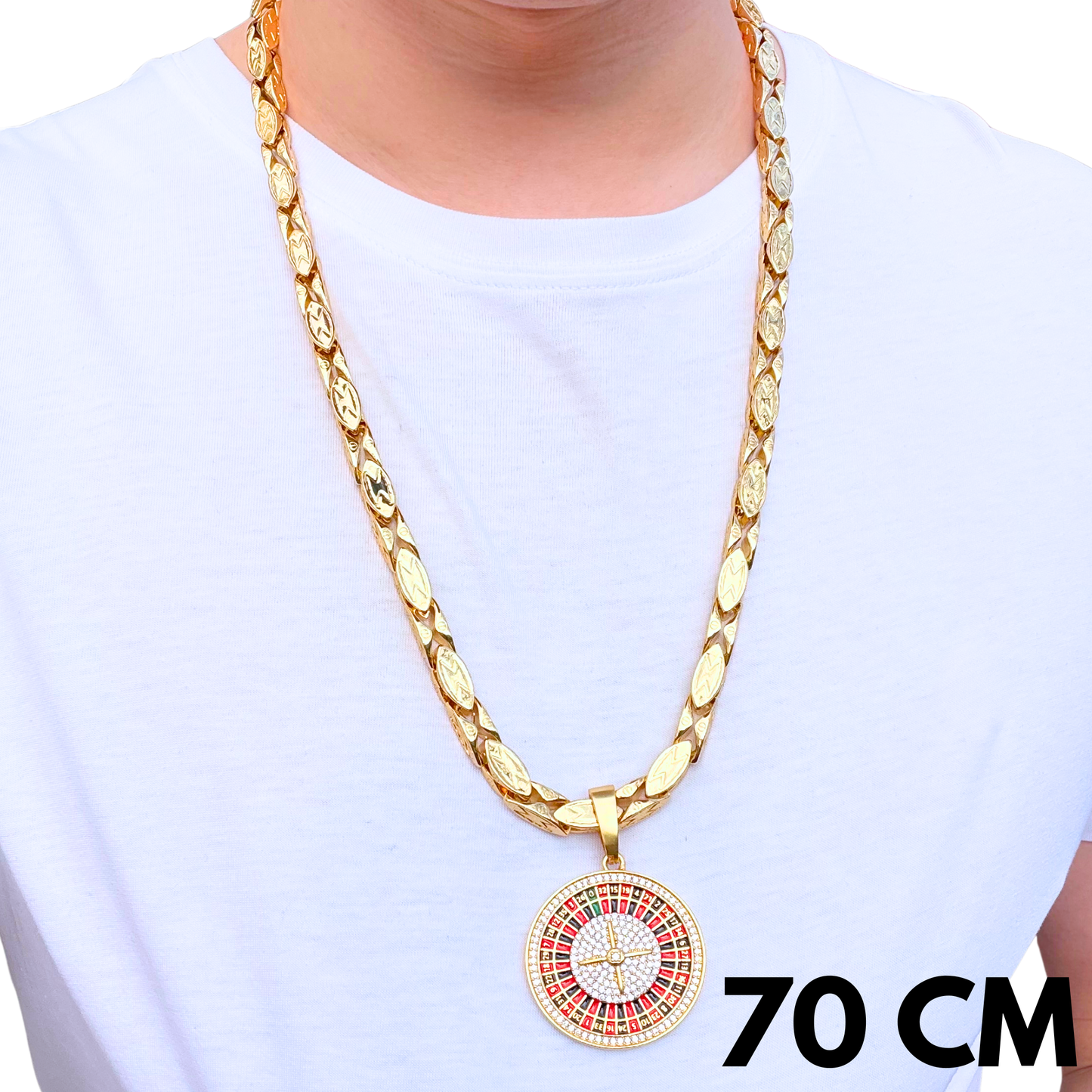 ZESTAW - Magnacki 7 mm Złoty + Zawieszka Ruletka Złota