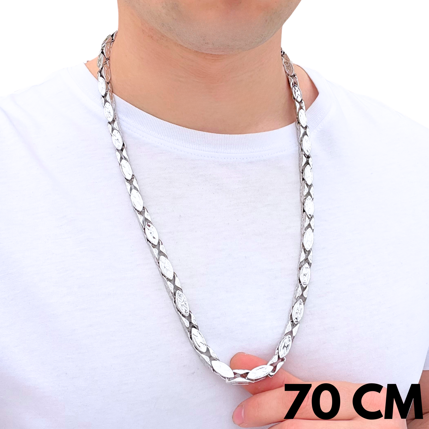 Łańcuch Magnacki Białe Złoto - 7mm