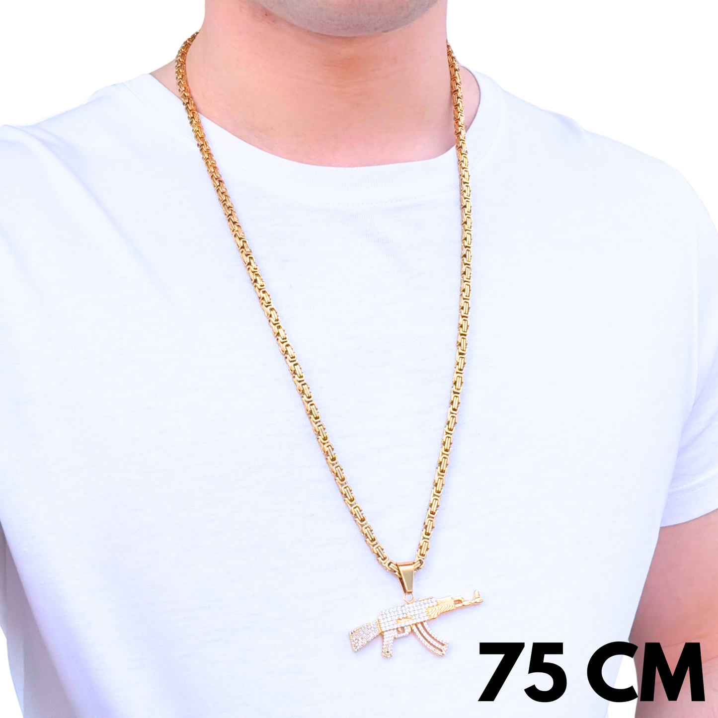 ZESTAW - Królewski Złoty 4mm + Zawieszka AK Złota