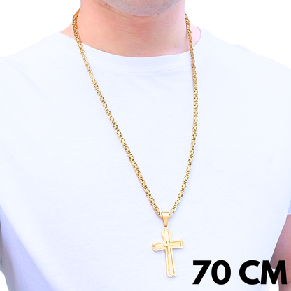 ZESTAW - Królewski Złoty 4mm + Zawieszka Monarch's Cross Złota