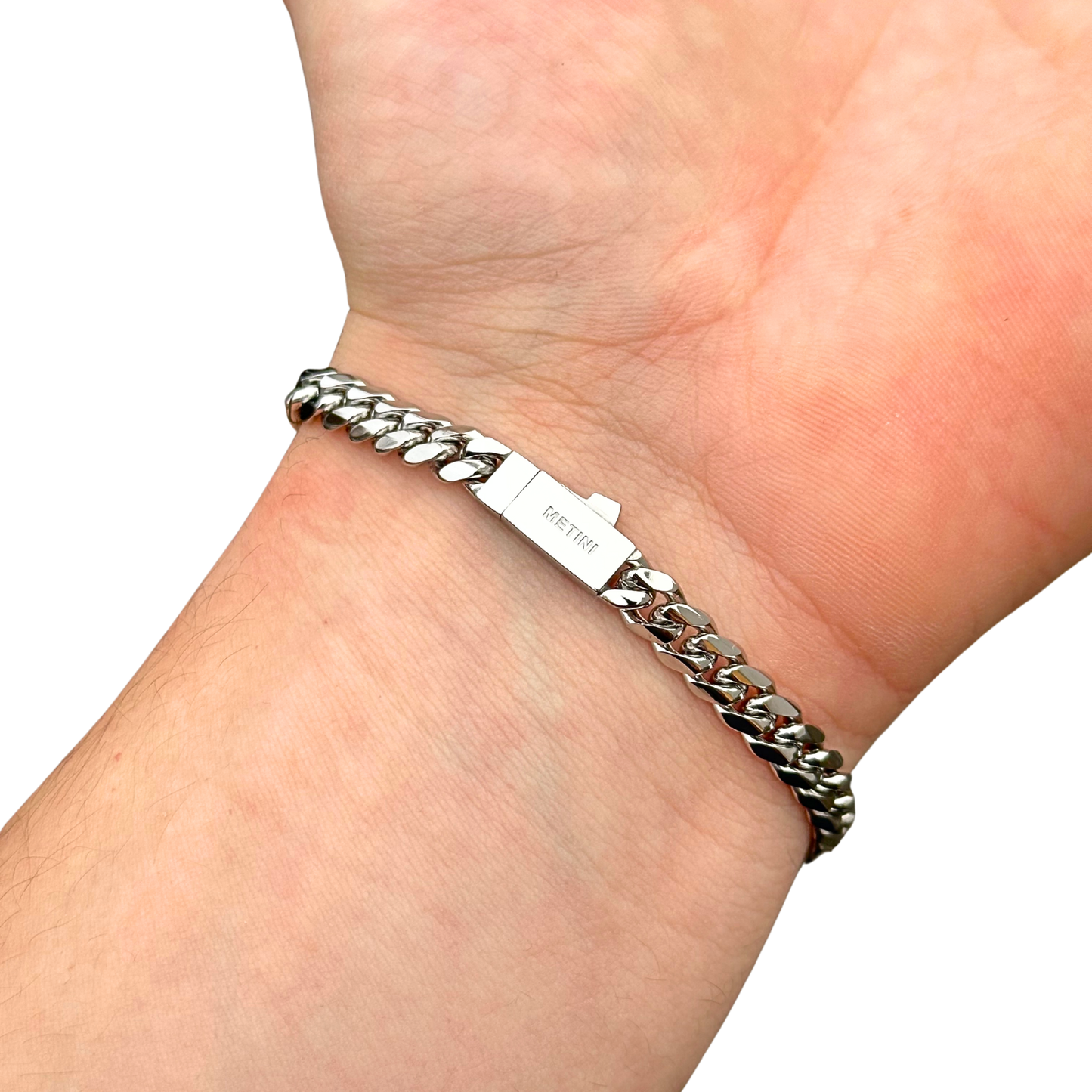 Bransoletka Cuban Białe Złoto - 6mm