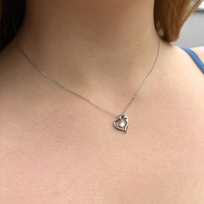 Naszyjnik Serce z Moissanitem S925 Białe Złoto Damski