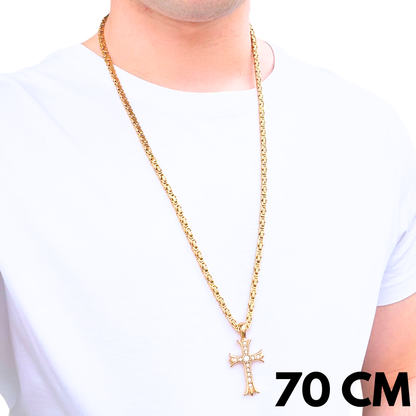 ZESTAW - Królewski Złoty 4mm + Zawieszka Medieval Cross Złota