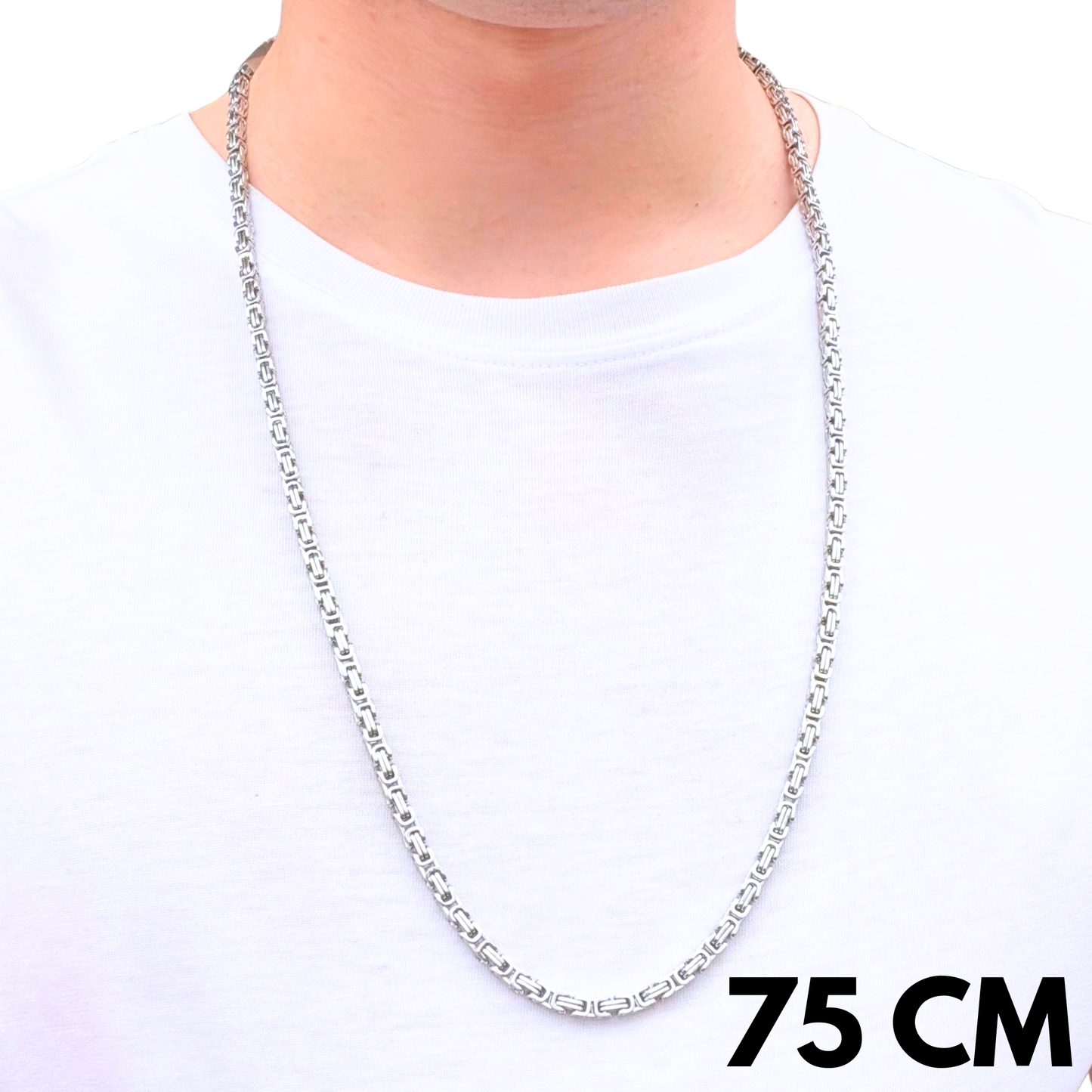 Łańcuch Królewski Białe Złoto - 4mm