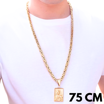 ZESTAW - Królewski Złoty 6mm + Zawieszka Matka Boska Częstochowska Złota