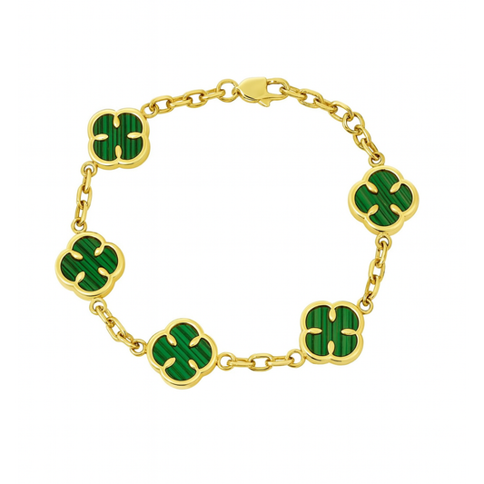 Bransoletka Koniczyna Damska Zielona Złota