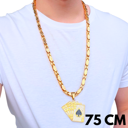 ZESTAW - Magnacki 7 mm Złoty + Zawieszka Poker Złota