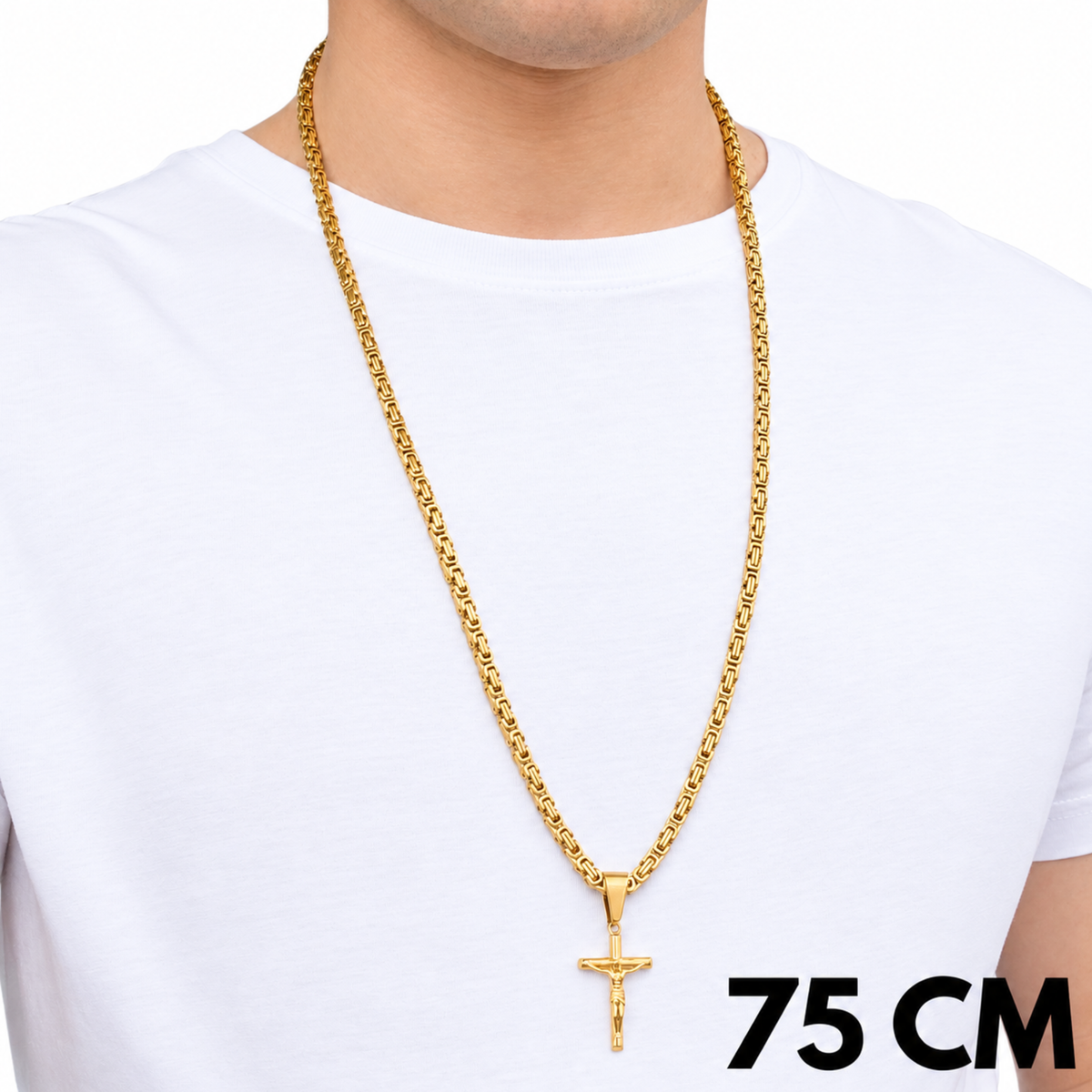 ZESTAW - Królewski Złoty 4mm + Zawieszka Crucifix Złota