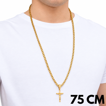 ZESTAW - Królewski Złoty 4mm + Zawieszka Crucifix Złota