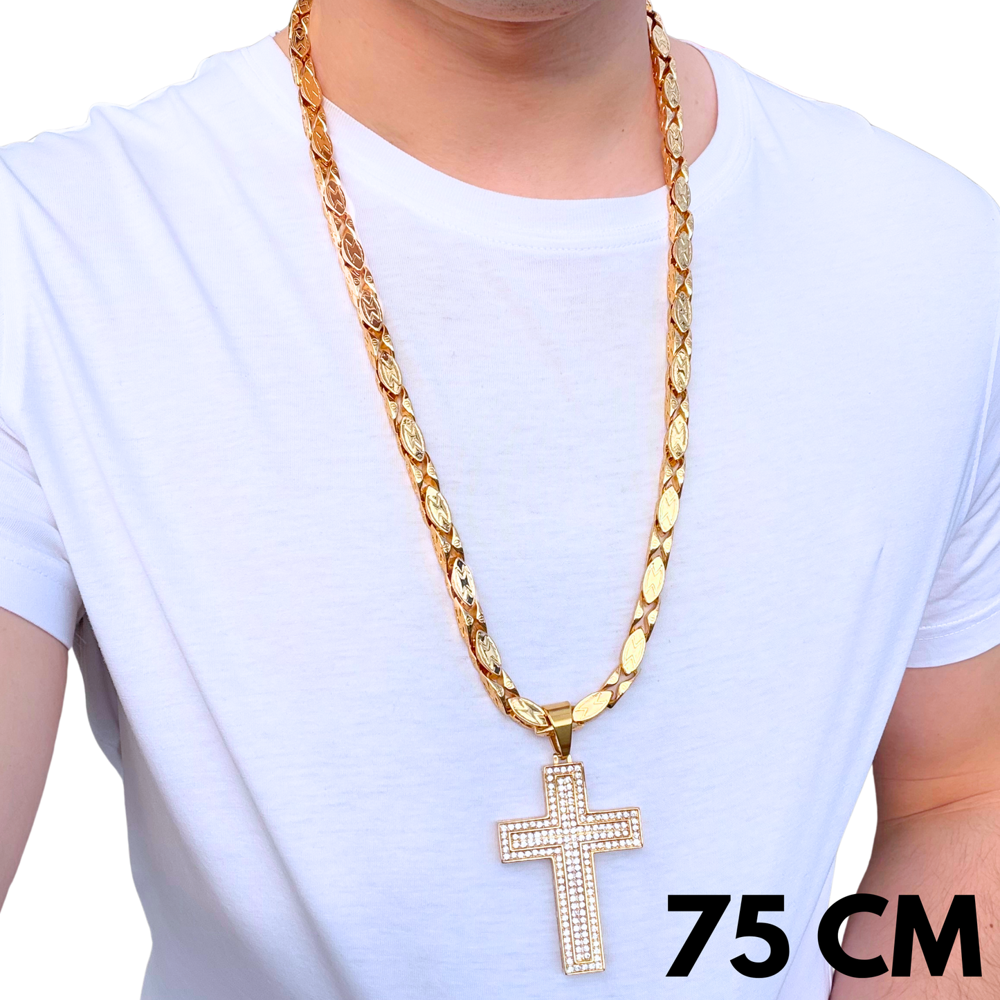 ZESTAW - Magnacki 7 mm Złoty + Zawieszka Loyalty Cross Złota