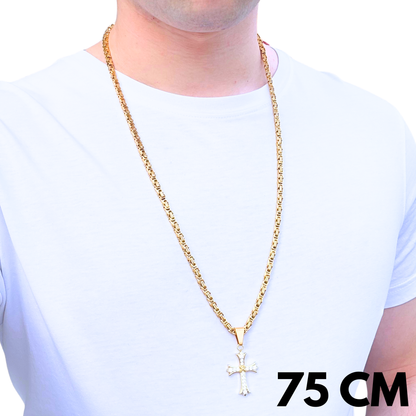 ZESTAW - Królewski Złoty 4mm + Zawieszka Grand Cross Złota