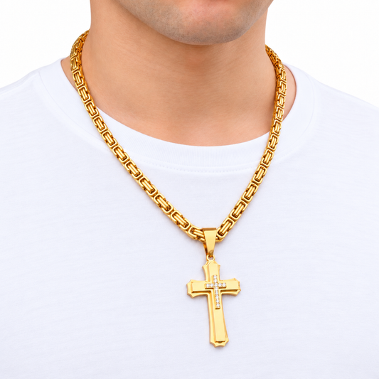 ZESTAW - Królewski Złoty 6mm + Zawieszka Royal Cross Złota
