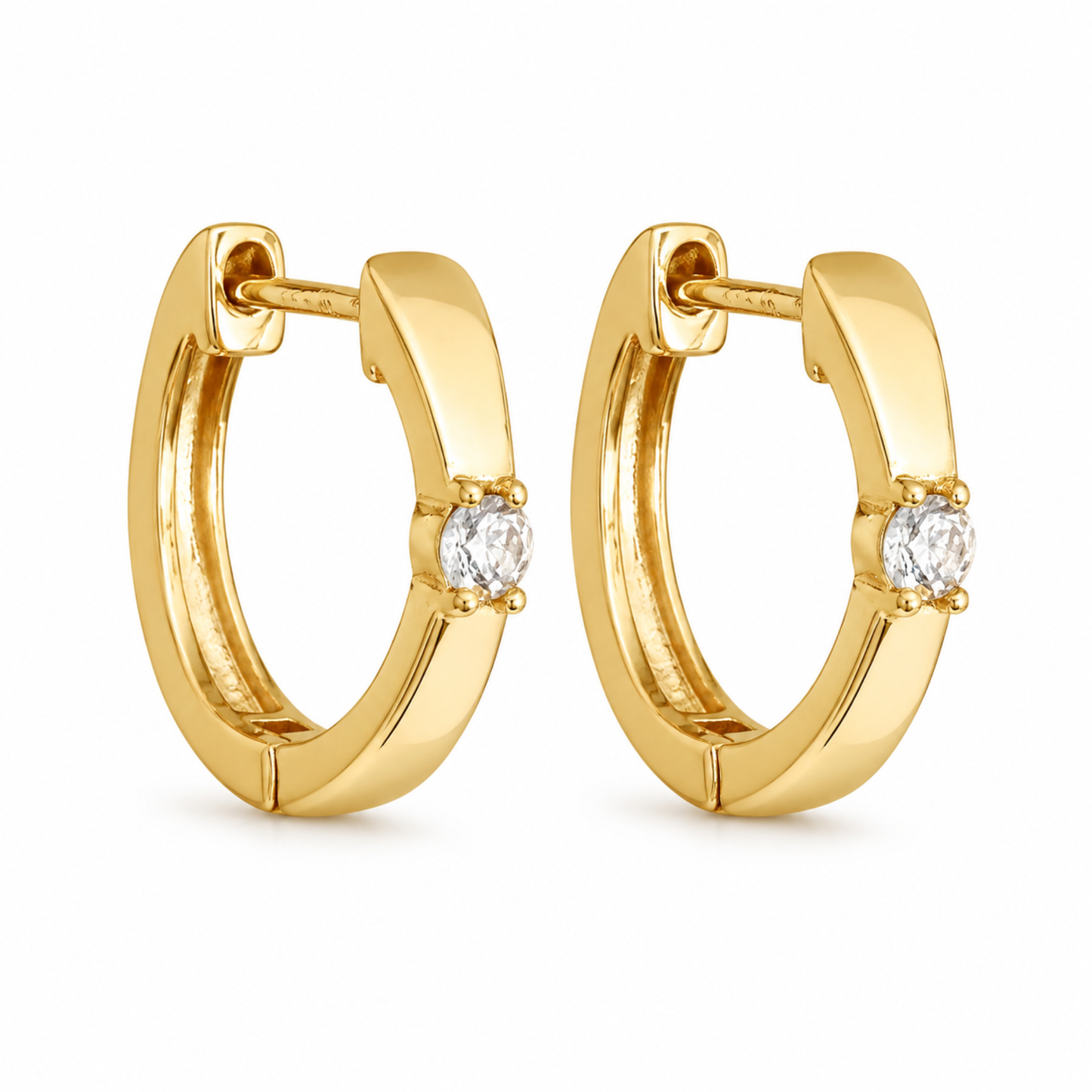 Kolczyki Solitaire Hoop S925 Złote Damskie