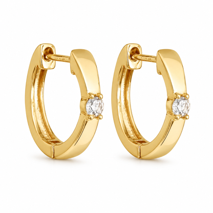 Kolczyki Solitaire Hoop S925 Złote Damskie