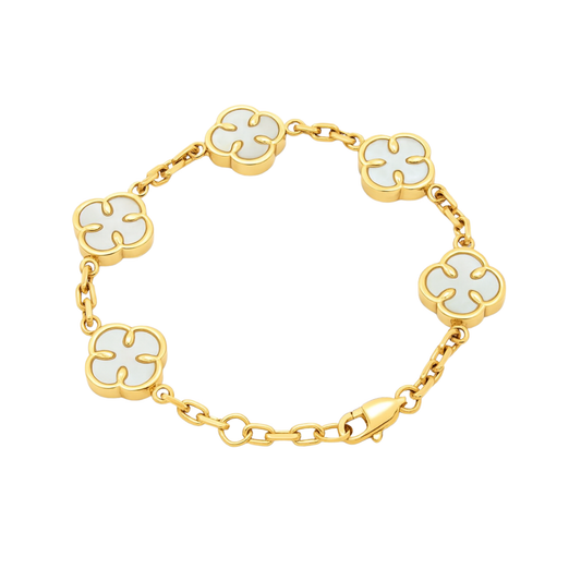 Bransoletka Koniczyna Damska Biała Złota