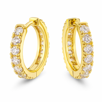Kolczyki Diamond Hoop S925 Złote Damskie