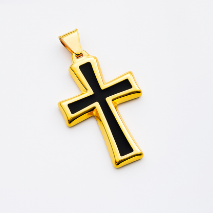Black Cross Pendant Gold