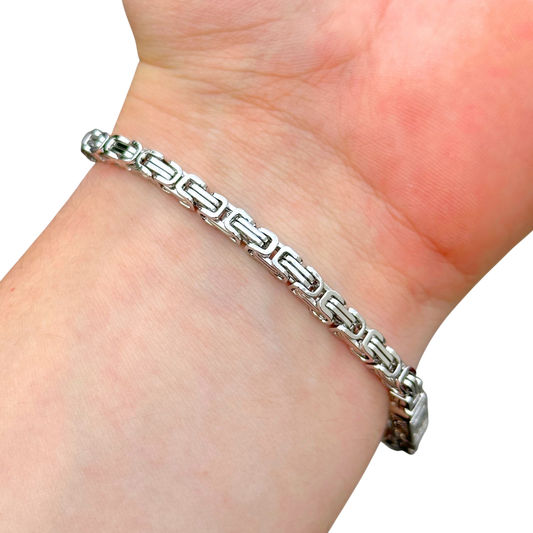 Bransoletka Królewska Białe Złoto - 4 mm