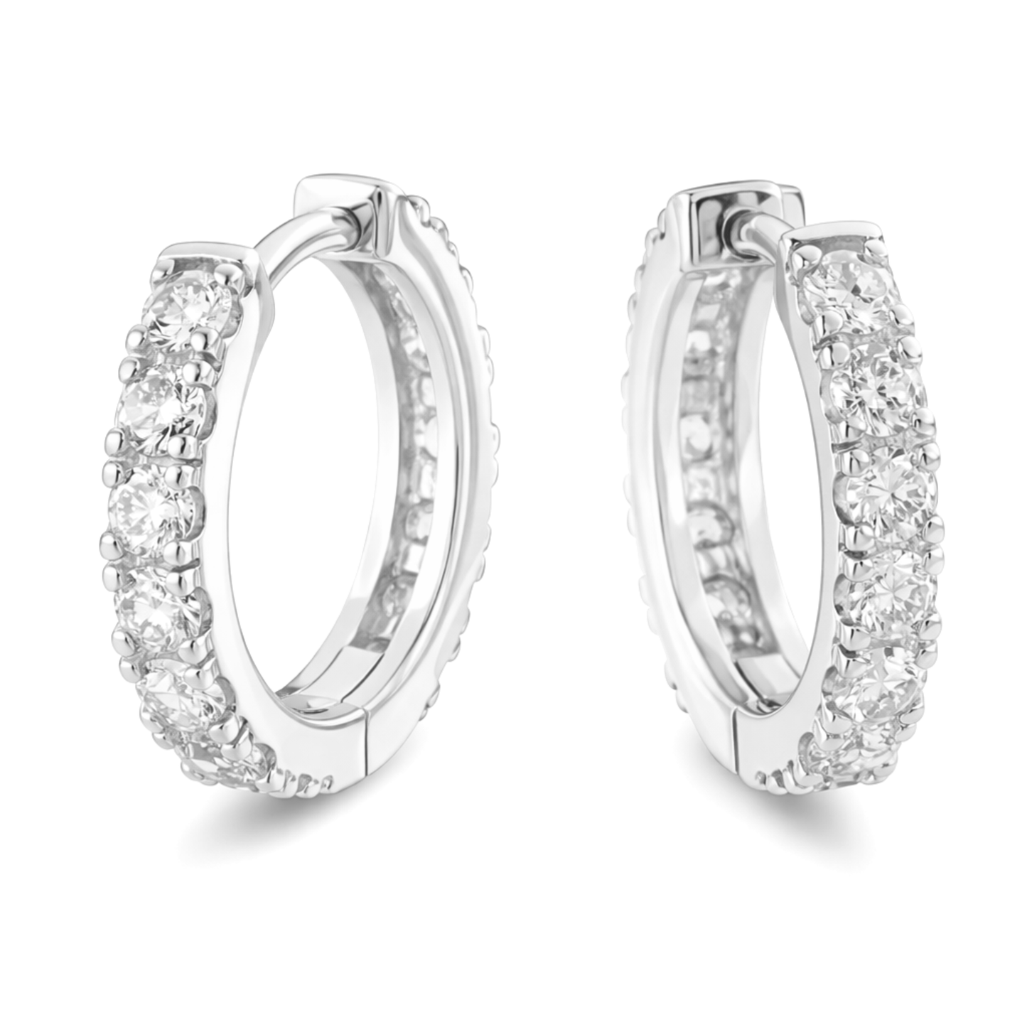 Kolczyki Diamond Hoop S925 Białe Złoto Damskie