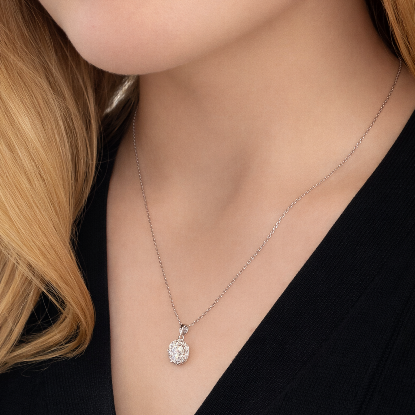 Naszyjnik Luna z Moissanitem 1 karat S925 Białe Złoto Damski