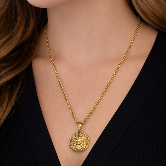 ZESTAW - Rope Złoty 3 mm + Zawieszka Medalik Jezus