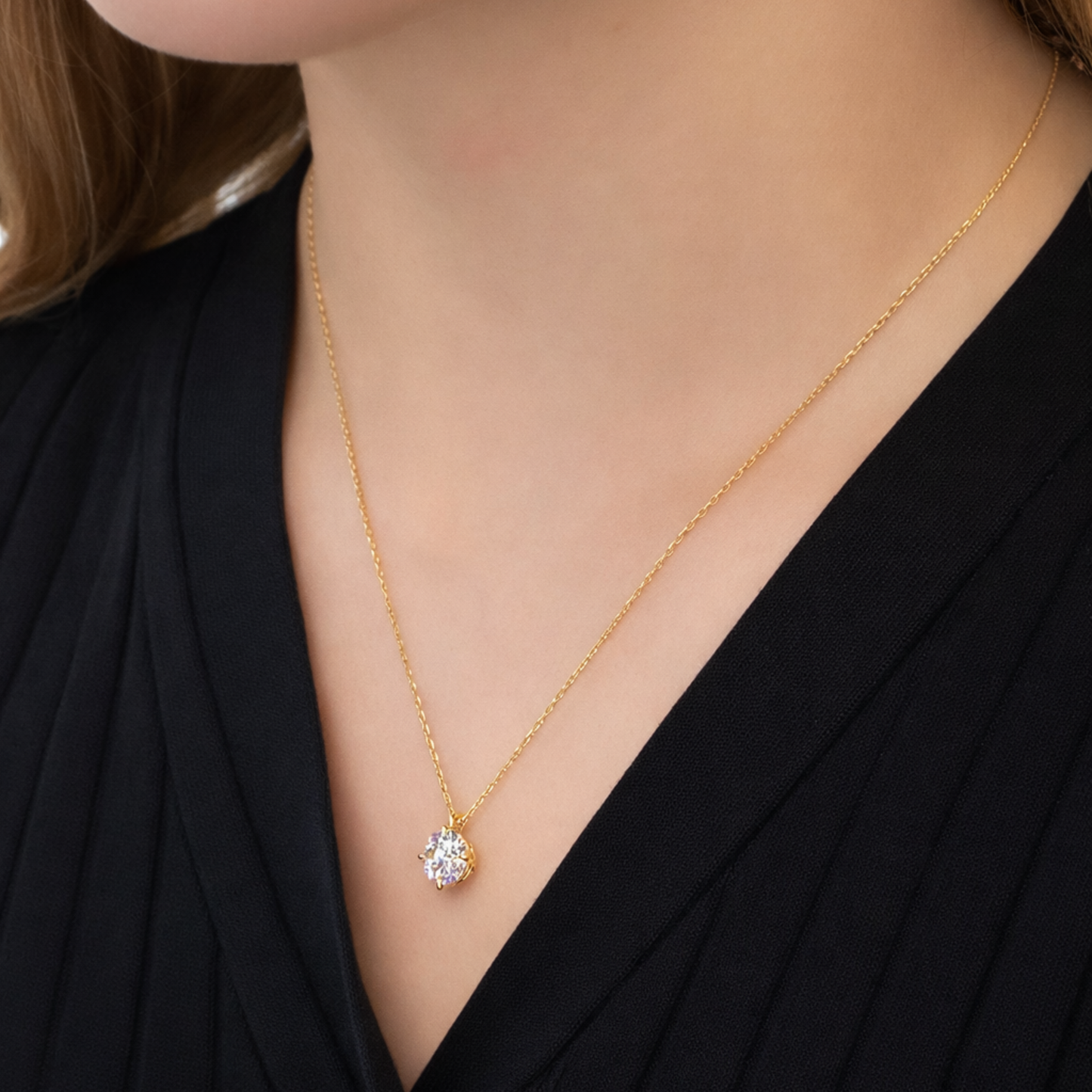 Naszyjnik Crystal z Moissanitem 2 karaty S925 Złoty Damski