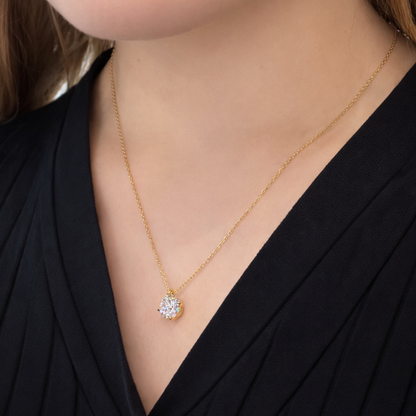 Naszyjnik Crystal z Moissanitem 2 karaty S925 Złoty Damski